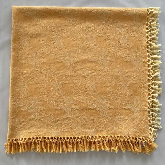 April Cornell Yellow Mustard Table Square with Tassels - Picture 1 of 8